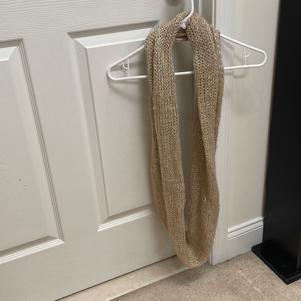 Light beige / tan sequined infinity scarf